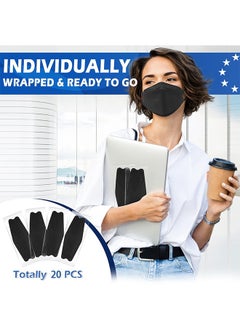 Lemon 20 Piece Black Disposable Face Masks, 4 Layers Black Masks Individually Wrapped, with Elastic Ear Loop, Breathable and Comfortable Adult Masks - for Office, Outdoor, Daily Use  - Image 2