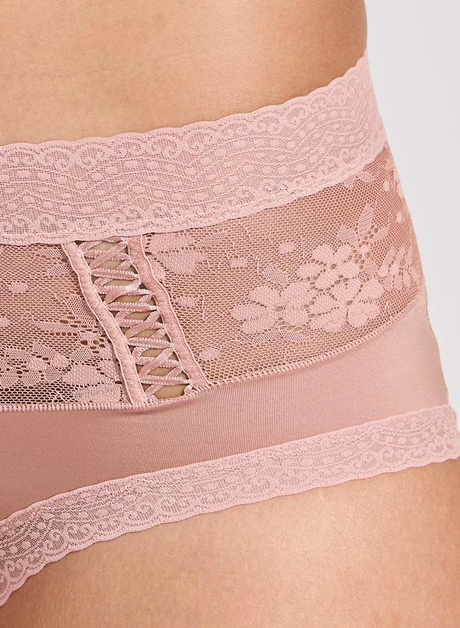 Styli Pack of 2 - Floral Lace Insert Full Brief with Scalloped Edge Lace Trim