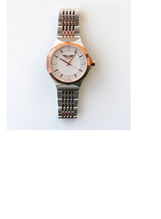 franco lucci Men's Watch, Swiss Made, Classic Design, White Dial, Water Resistant And Rust Resistant, Stainless Steel, Silver&Copper -377929M-2 - Image 4