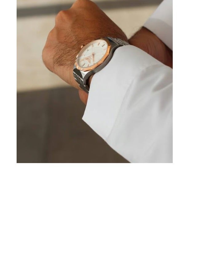franco lucci Men's Watch, Swiss Made, Classic Design, White Dial, Water Resistant And Rust Resistant, Stainless Steel, Silver&Copper -377929M-2 - Image 5