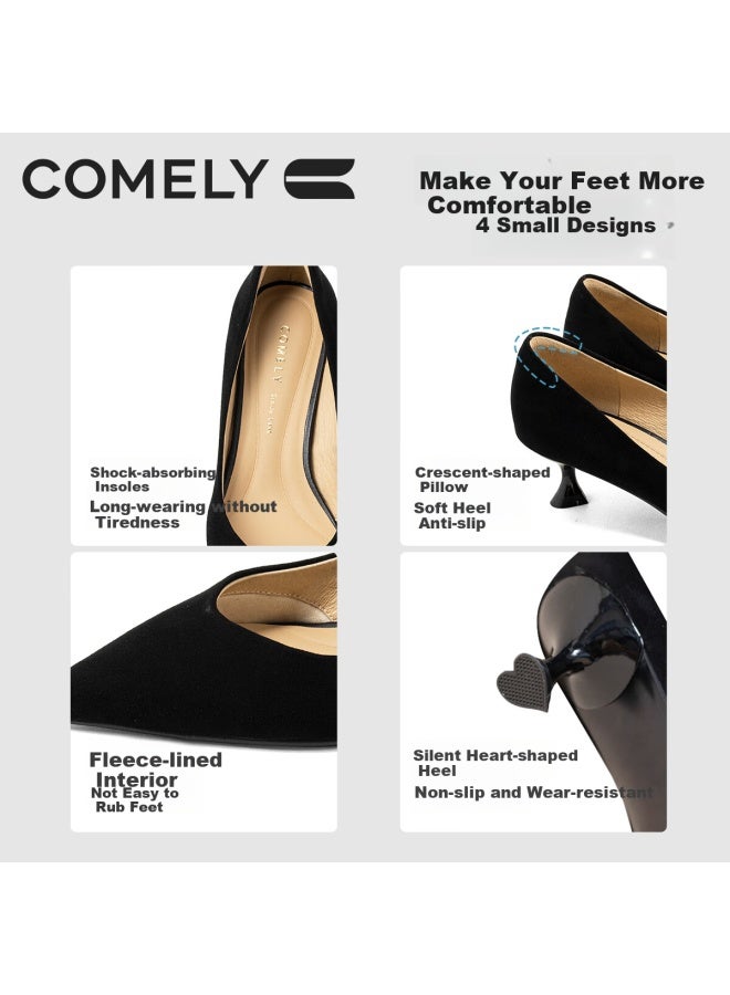 Comely 25-year Spring Fine Heel Sheepskin Pointed Toe Wedding Shoes With Wine Glass And High Heels For Women Black 34 - Image 4