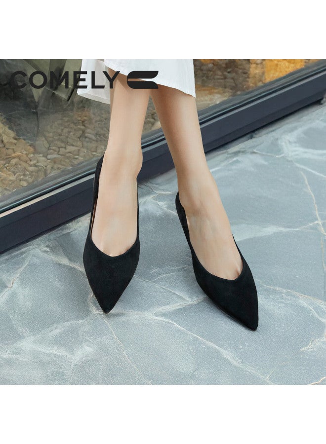 Comely 25-year Spring Fine Heel Sheepskin Pointed Toe Wedding Shoes With Wine Glass And High Heels For Women Black 34 - Image 5
