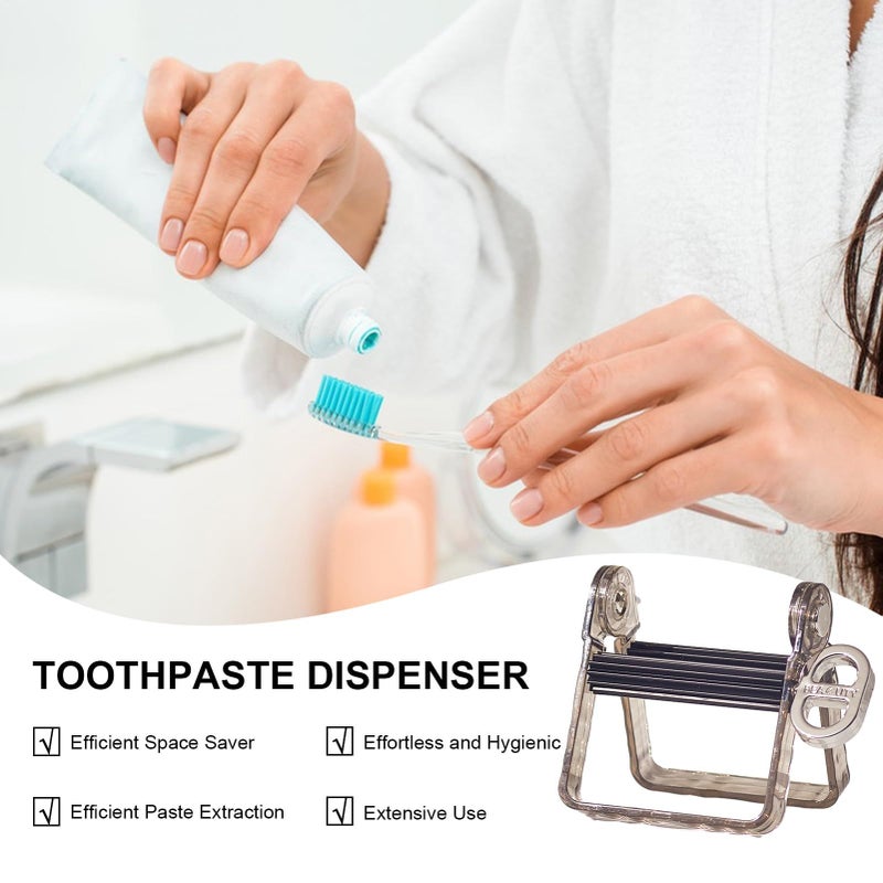White Rolling Tube Toothpaste Dispenser Squeeze Tool With Frosted Handles - Image 4