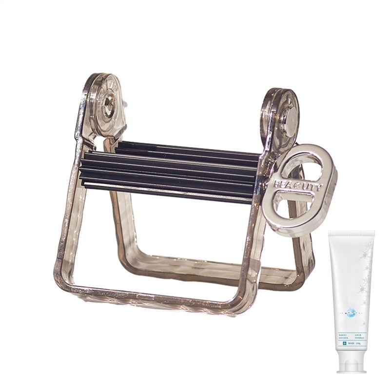 White Rolling Tube Toothpaste Dispenser Squeeze Tool With Frosted Handles - Image 2