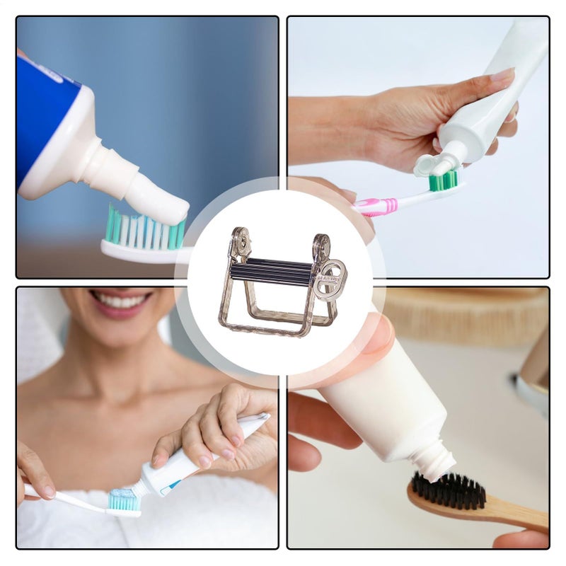 White Rolling Tube Toothpaste Dispenser Squeeze Tool With Frosted Handles - Image 5