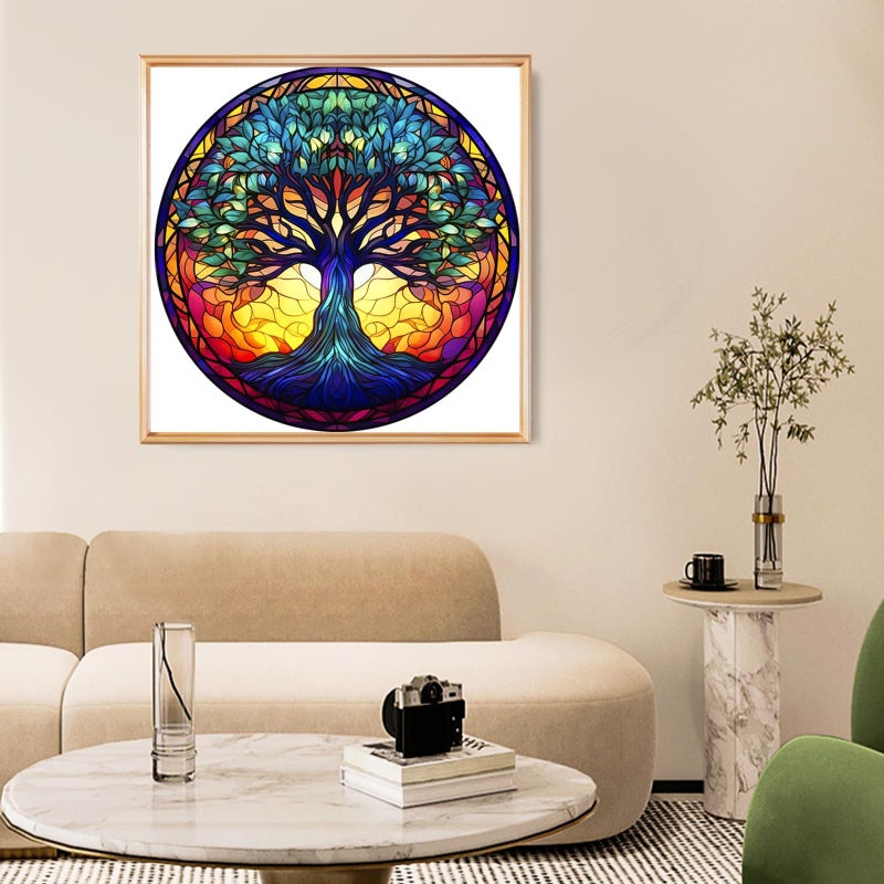 Fountor Tree of Life Diamond Art Kits for Adults - Stained Glass Diamond Painting Kits for Adults Beginners, DIY 5D Tree of Life Round Diamond Gem Art Kits for Gift Home Wall Decor 12x12inch - Image 3