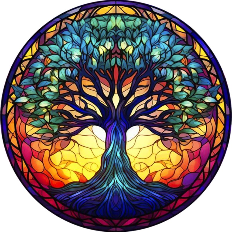 Fountor Tree of Life Diamond Art Kits for Adults - Stained Glass Diamond Painting Kits for Adults Beginners, DIY 5D Tree of Life Round Diamond Gem Art Kits for Gift Home Wall Decor 12x12inch - Image 1