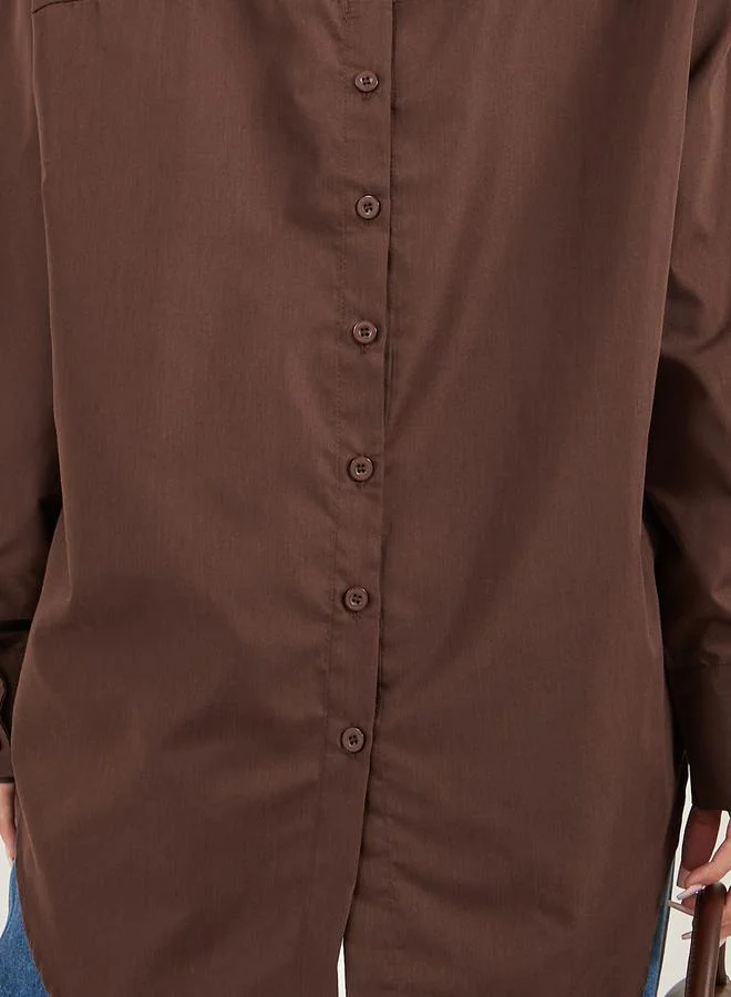 ستايلي Oversized Spread Collar Longline Shirt