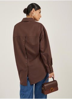 Styli Oversized Spread Collar Longline Shirt  - Image 1