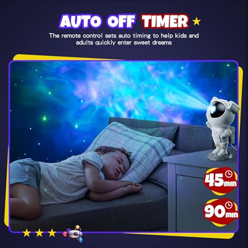 HashWOW® Plastic Astronaut Galaxy Projector with Remote Control - 360° Adjustable Timer Kids Nebula Night Light, for Gifts,Baby Adults, Gaming Room, Home and Party (Corded Electricled, White) - Image 4