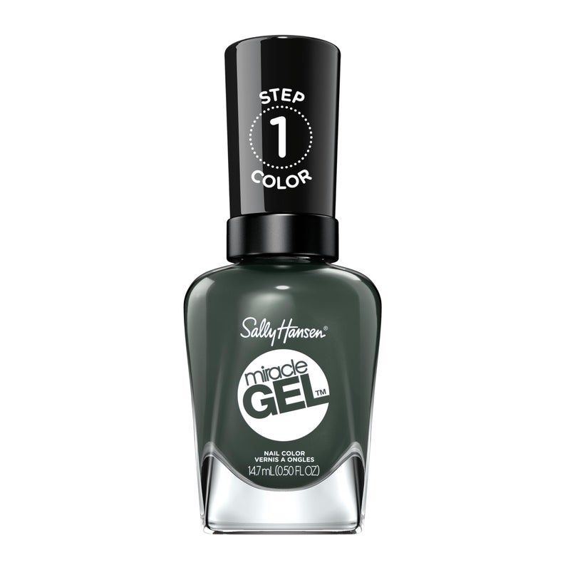 Sally Hansen Miracle Gel Salon Quality Nail Polish GelLike Formula TwoStep System No UV Light Needed Long Lasting Opaque Glossy 762 Leaf Me Be Dark Forest Green Nail Polish - Image 3