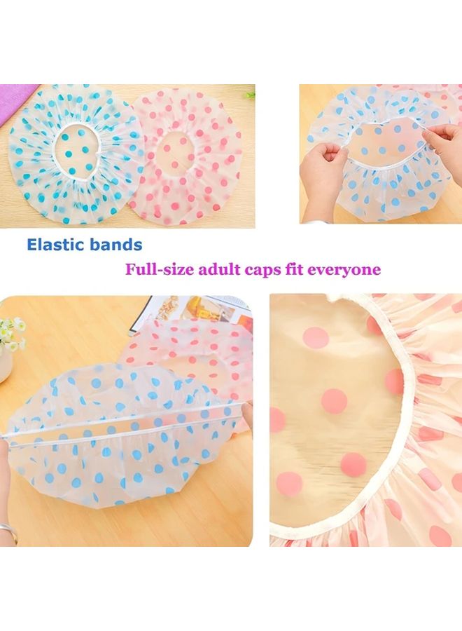 Blue Dots Single Layer Shower Cap Elastic Band Waterproof Thickened Bath Hair Cap For Women Spa Salon Kitchen Bathroom Use - Image 3