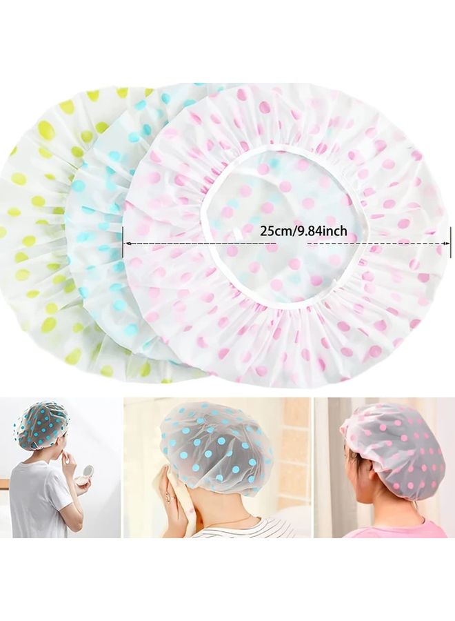 Blue Dots Single Layer Shower Cap Elastic Band Waterproof Thickened Bath Hair Cap For Women Spa Salon Kitchen Bathroom Use - Image 4