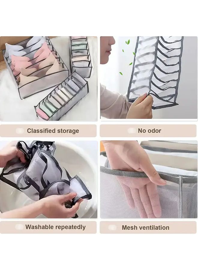 Grey Foldable Drawer Organizer 11 Grid Socks Underwear Lingerie Storage Box Space Saving No Assembly - Image 2