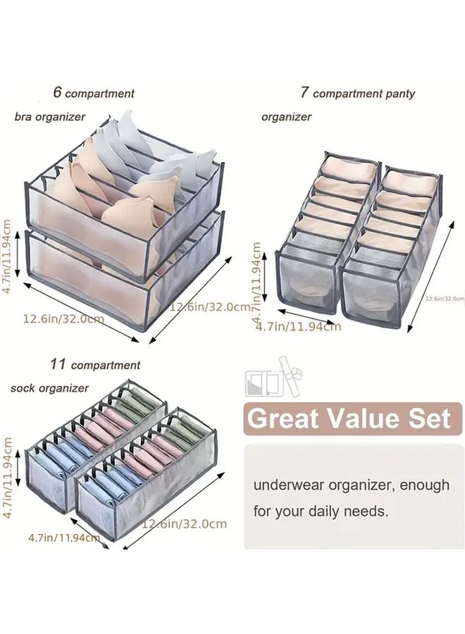 Grey Foldable Drawer Organizer 11 Grid Socks Underwear Lingerie Storage Box Space Saving No Assembly - Image 5
