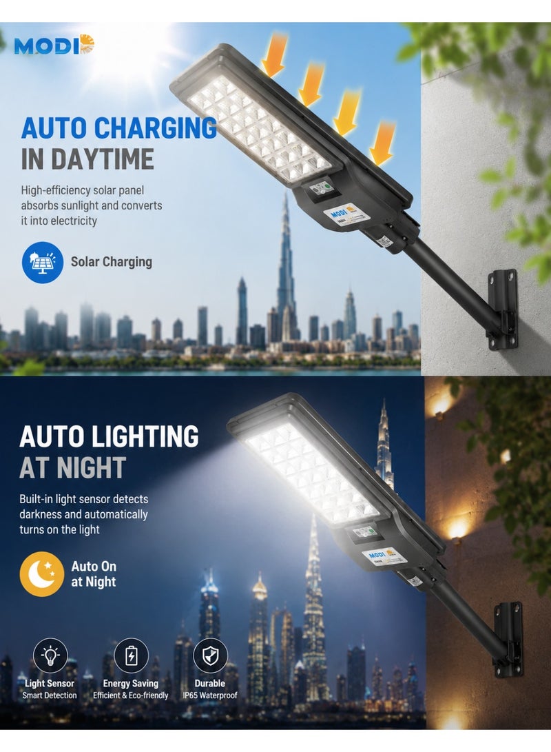 MODI 200W Solar Lights Outdoor, Solar LED Street Light, 6500K Bright White, IP65 Waterproof, Motion Sensor, Remote Control, Dusk to Dawn Security Light for Yard, Garden, Driveway & Parking Lot - Image 4