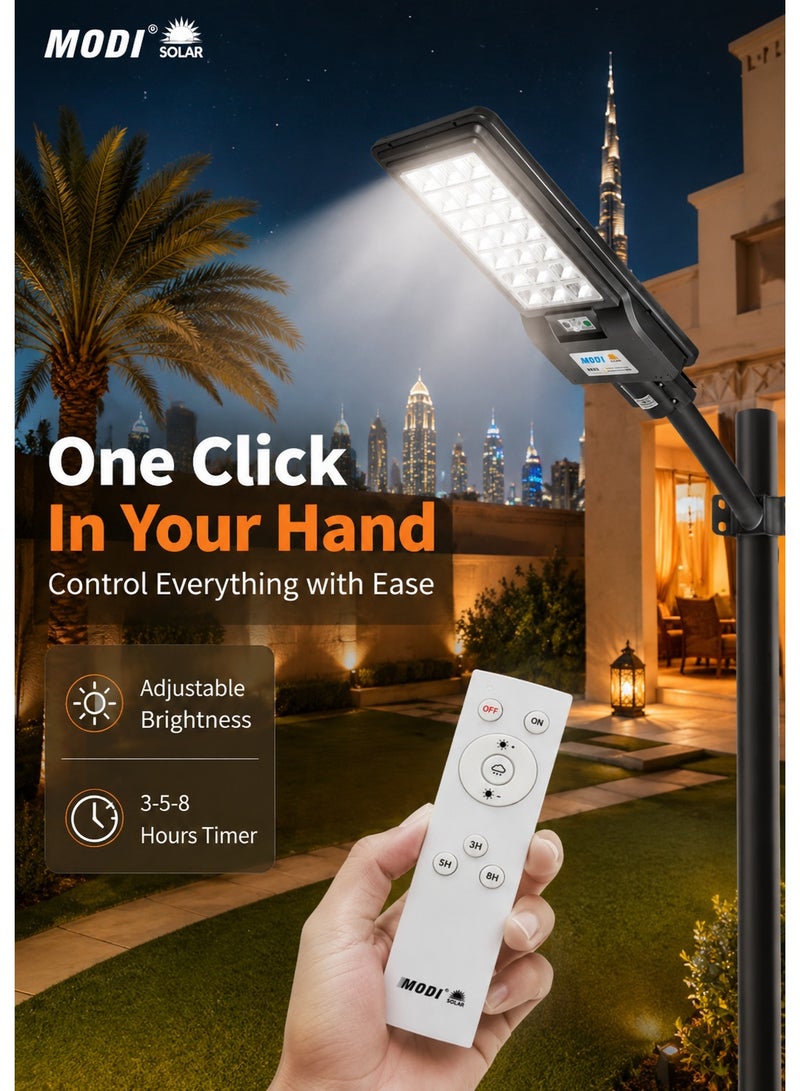 MODI 200W Solar Lights Outdoor, Solar LED Street Light, 6500K Bright White, IP65 Waterproof, Motion Sensor, Remote Control, Dusk to Dawn Security Light for Yard, Garden, Driveway & Parking Lot - Image 3