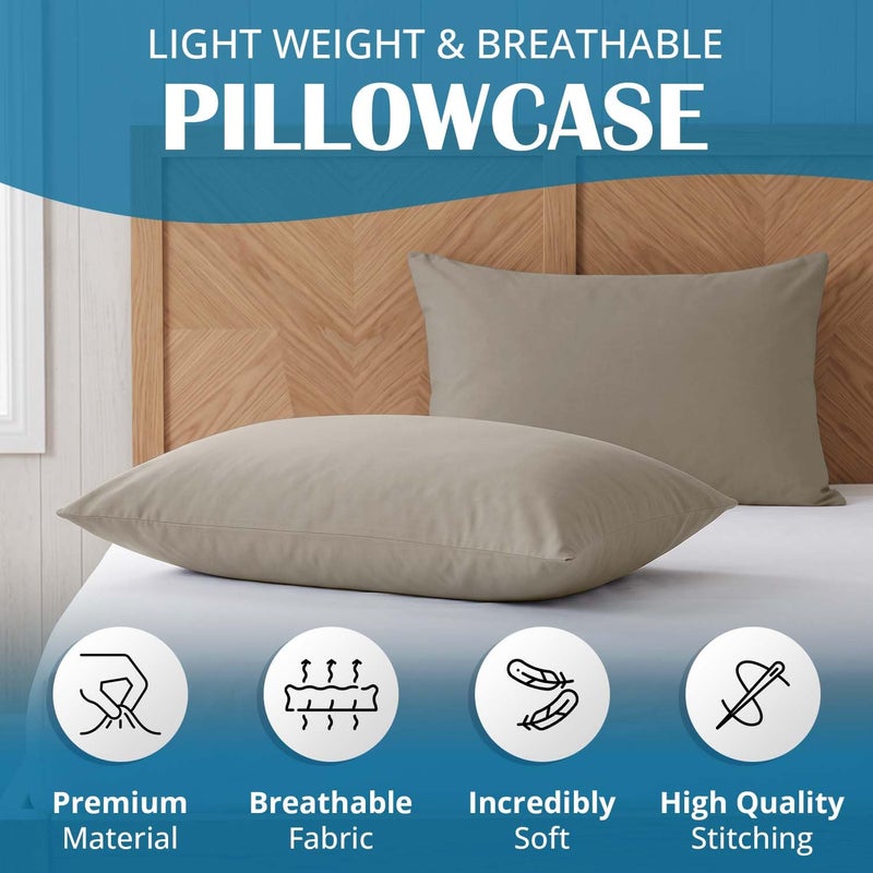 MOONLIGHT20015 Moonlight Bedding Beige Pillow Cases 2 Pack (50 x 75cm) Microfibre - Image 2