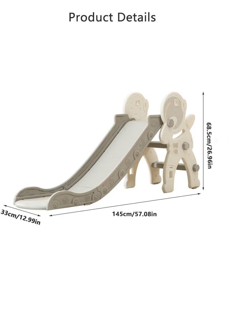 EzzySo مجموعة زلاجة وأرجوحة للأطفال 3 في 1، ملعب داخلي/خارجي للأطفال مع سلة كرة سلة، مجموعة زلاجة متسلق للأطفال الصغار للأولاد والبنات في ساحة اللعب الخلفية - Image 5