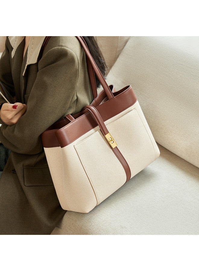 AOKANG Women's Patchwork Color-block Large Capacity Tote Bag, Shoulder Underarm Bag, Versatile Commuter Bag - Image 3
