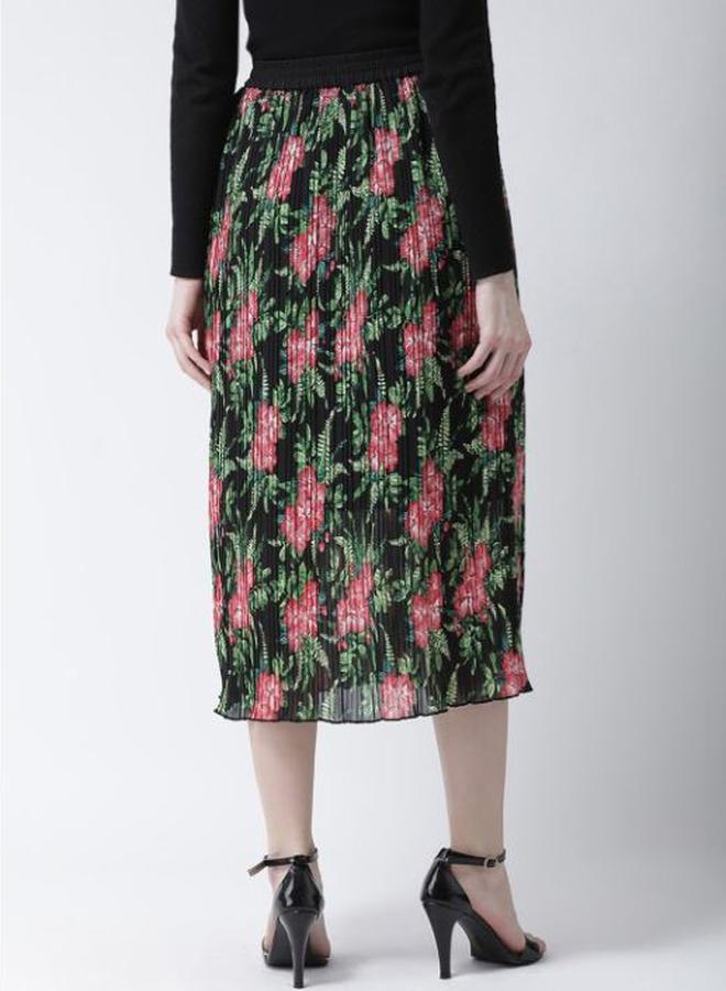 كاجوالي كاسوال سكرت ميدي بطبعات زهور مطوية - Image 3