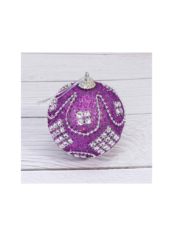klarako 3pcs Christmas Ball Ornaments Rhinestone Crystal Christmas Tree Balls Christmas Baubles Hanging Xmas Tree Decorations Holiday Party Supplies 8cm (Purple) - Image 3
