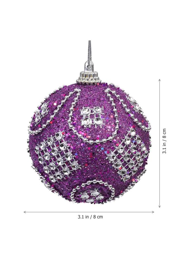 klarako 3pcs Christmas Ball Ornaments Rhinestone Crystal Christmas Tree Balls Christmas Baubles Hanging Xmas Tree Decorations Holiday Party Supplies 8cm (Purple) - Image 4