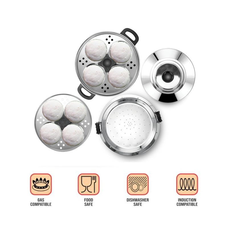 AadiVeer Stainless Steel idli Cookeridli Potidli Maker With IdiyappamSteamer Plate Induction Standard Idli Maker 2 Plates 8 Idlis - Image 5