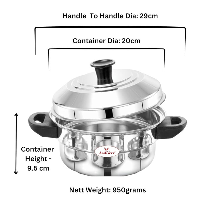 AadiVeer Stainless Steel idli Cookeridli Potidli Maker With IdiyappamSteamer Plate Induction Standard Idli Maker 2 Plates 8 Idlis - Image 3