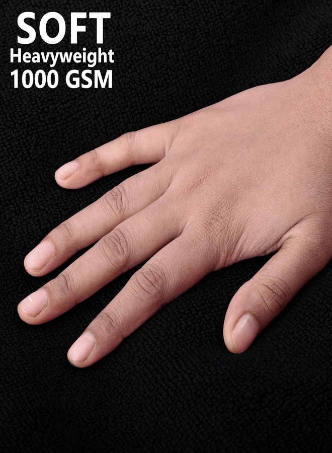 قطن كرافت سجادات حمام COTTON CRAFT - قطعتان من القطن بنسبة 100%، مقاس 21 × 34 بوصة - فائقة الامتصاص - مخملية 1000 جرام لكل متر مربع - سجادة منشفة فاخرة بحواف مخططة - سجادة أرضية لحوض الاستحمام والدش - ليست سجادة حمام - أسود - Image 5