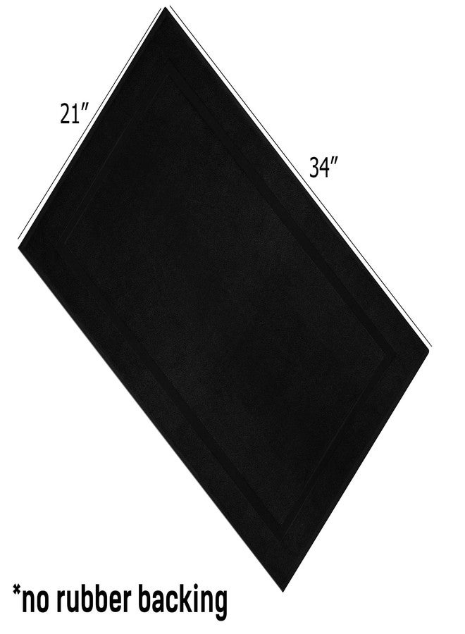 قطن كرافت سجادات حمام COTTON CRAFT - قطعتان من القطن بنسبة 100%، مقاس 21 × 34 بوصة - فائقة الامتصاص - مخملية 1000 جرام لكل متر مربع - سجادة منشفة فاخرة بحواف مخططة - سجادة أرضية لحوض الاستحمام والدش - ليست سجادة حمام - أسود - Image 3