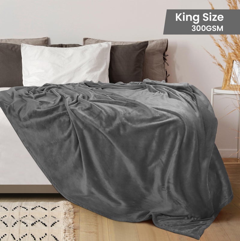 Utopia Bedding Fleece Blanket King Size Grey 300GSM Luxury Anti-Static Fuzzy Soft Microfiber Bed Blanket (90x102 Inch) - Image 2