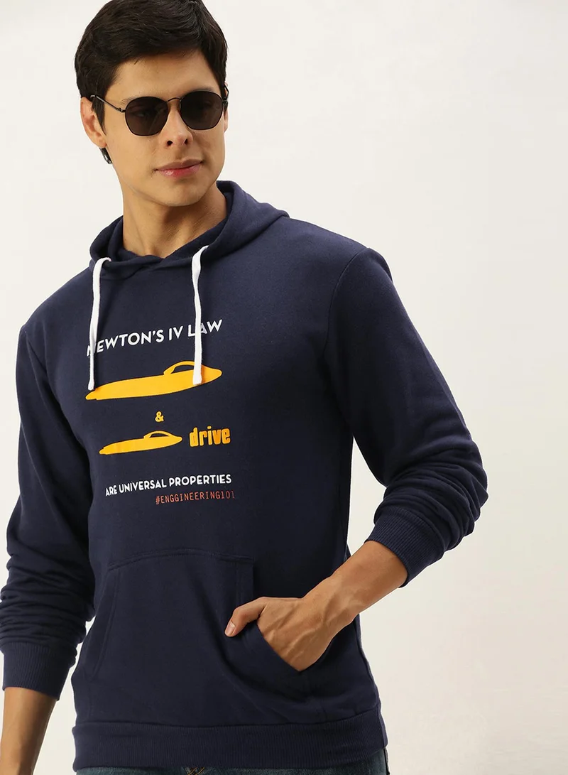 كامبوس سوترا هودي رجالي أزرق داكن بطبعة قانون نيوتن