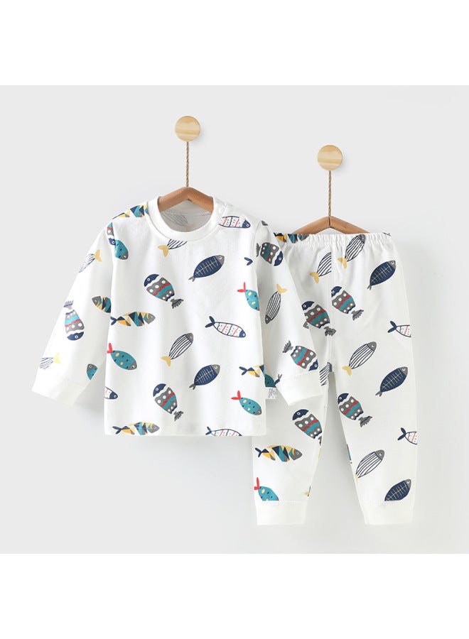 Autumn And Winter Men's And Women's Baby Autumn Clothes Long Pants Suit Baby Underwear Pure Cotton Newborn Children's Homewear Delivery