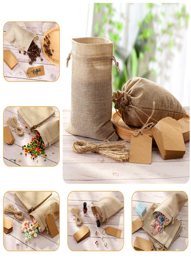 WenTao 25Set Reusable Burlap Gift Bags with Drawstring, 5x7" Small Party Favor Gift Bags + Bonus Gift Tags & String, Brown Linen Sacks Bag for Wedding Party Favor, Coffee, DIY Craft Sachet Bulk Bags - Image 4
