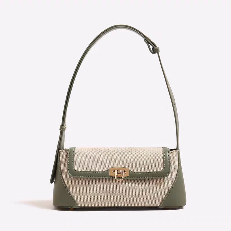 Style Bag For Women, Versatile Retro Shoulder Crossbody Bag, Light Luxury Niche French Underarm Bag, Baguette Bag With Contrasting Colors - Image 1