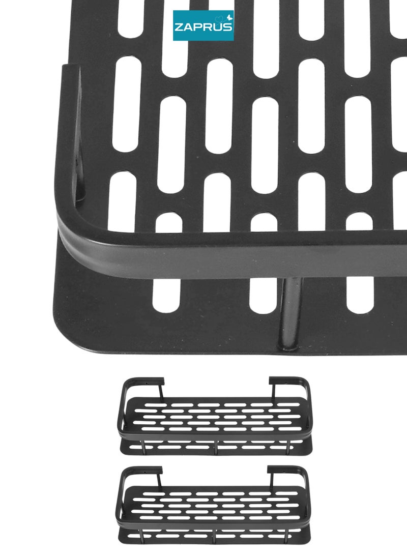Zaprus Shower Caddy 2 Pack, Black Aluminum Bathroom Shelf Organizer with 2 Hooks, 15lb Weight Capacity - Image 5