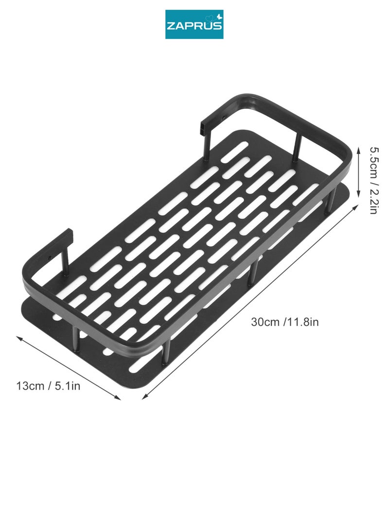 Zaprus Shower Caddy 2 Pack, Black Aluminum Bathroom Shelf Organizer with 2 Hooks, 15lb Weight Capacity - Image 4