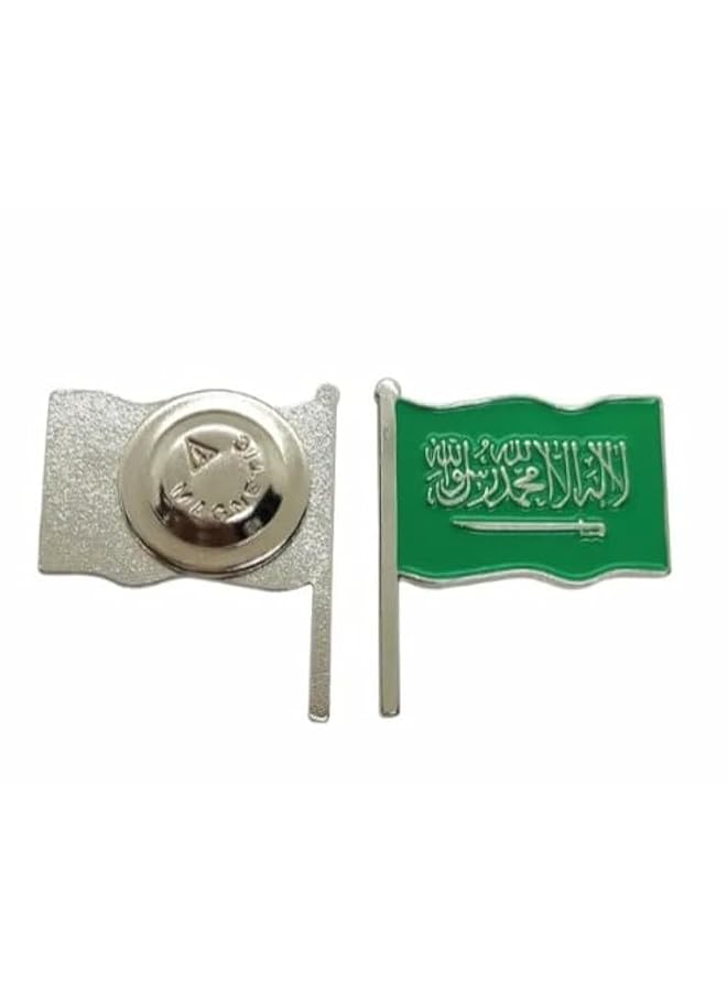 erorex 2 Pcs Saudi Flag Brooch 93Rd National Flag Of Saudi Arabia | Badge For Clothing Bags Accessories | Enamel Brooch Quality Finest Metals | National Events Celebration And Pride - Image 1