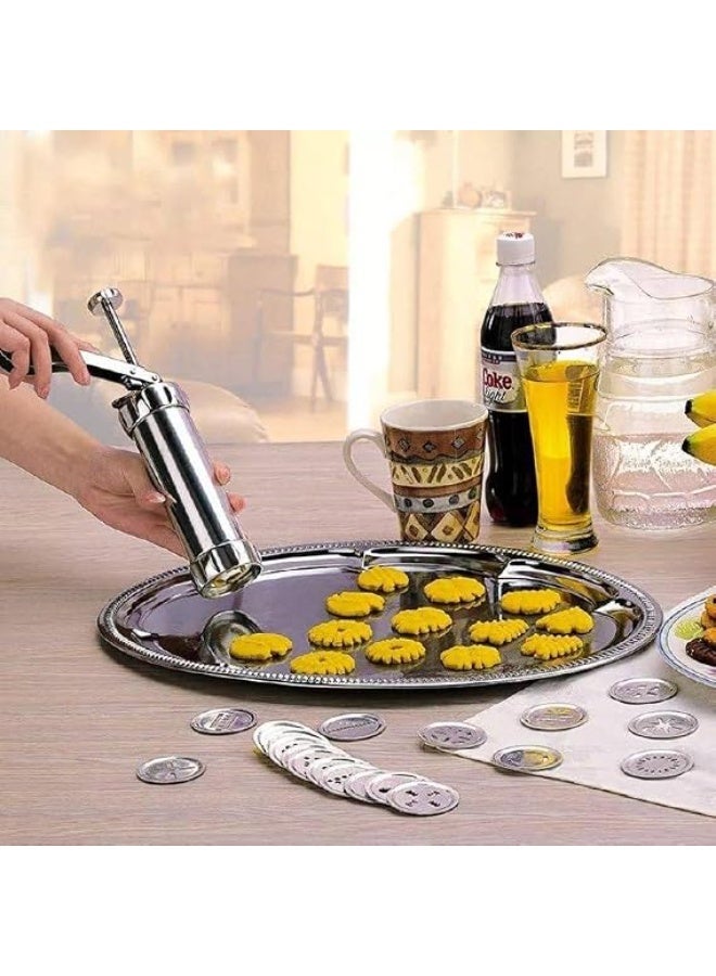 Professional petit four and whipped cream press with cookie shaping discs and cake and dessert decorating cones, easy manual design. - Image 3