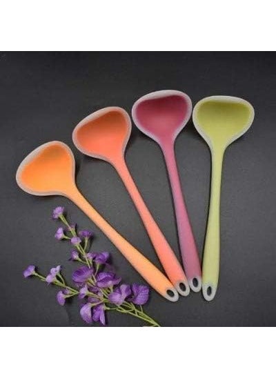 PURCHASE PLUSE PURCHASE PLUSE Silicone Spoone NonStick Ladle Soup Spoon Silicone Handle Effortless Cooking with Heat Resistant Baking Tool Rice Serving Dining Table Utensils Salad Cooking Tools Pack of 1  - Image 3