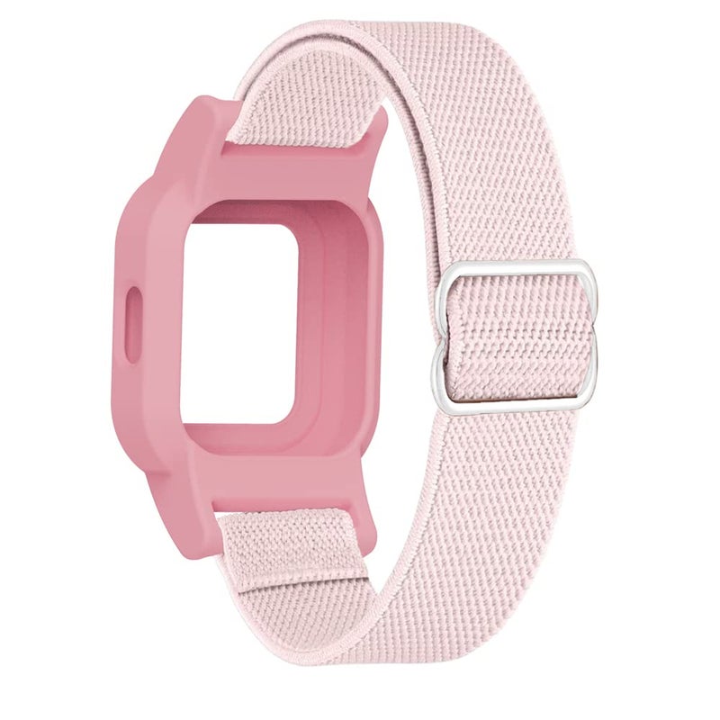 C2D JOY Stretchy Loop Nylon Strap Compatible with Garmin vivofit Jr 3 Bands Watch Adjustable Elastic Sport Wristband - Pink - Image 1