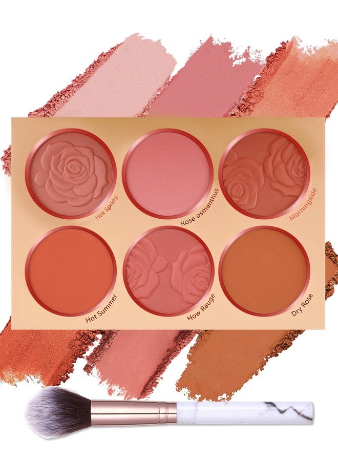 ليسديفيو مجموعة لوحة أحمر الخدود غير اللامعة للوجه مع فرشاة - 6 ألوان عالية الصبغة، بودرة خدود حريرية معدنية قابلة للمزج، بودرة كونتور للخدود، مستحضر تجميل للوجه يدوم طويلاً، هدية مكياج عيد الميلاد للنساء والفتيات - مجموعة 02 - Image 1