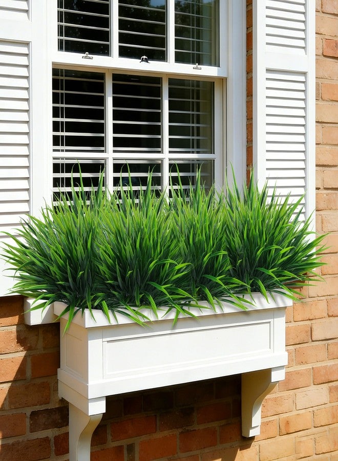 Ivydale 12Pcs Artificial Plants Outdoor Fake Plastic Grass Spring Decoration UV Resistant Faux Greenery Stems Bushes Outside Fake Plants for Planters Patio Porch Window Box Pathway Garden Home Decor, Green - Image 5