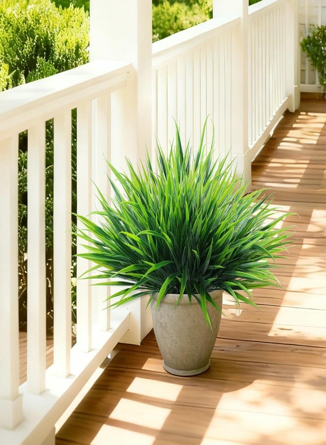 Ivydale 12Pcs Artificial Plants Outdoor Fake Plastic Grass Spring Decoration UV Resistant Faux Greenery Stems Bushes Outside Fake Plants for Planters Patio Porch Window Box Pathway Garden Home Decor, Green - Image 4