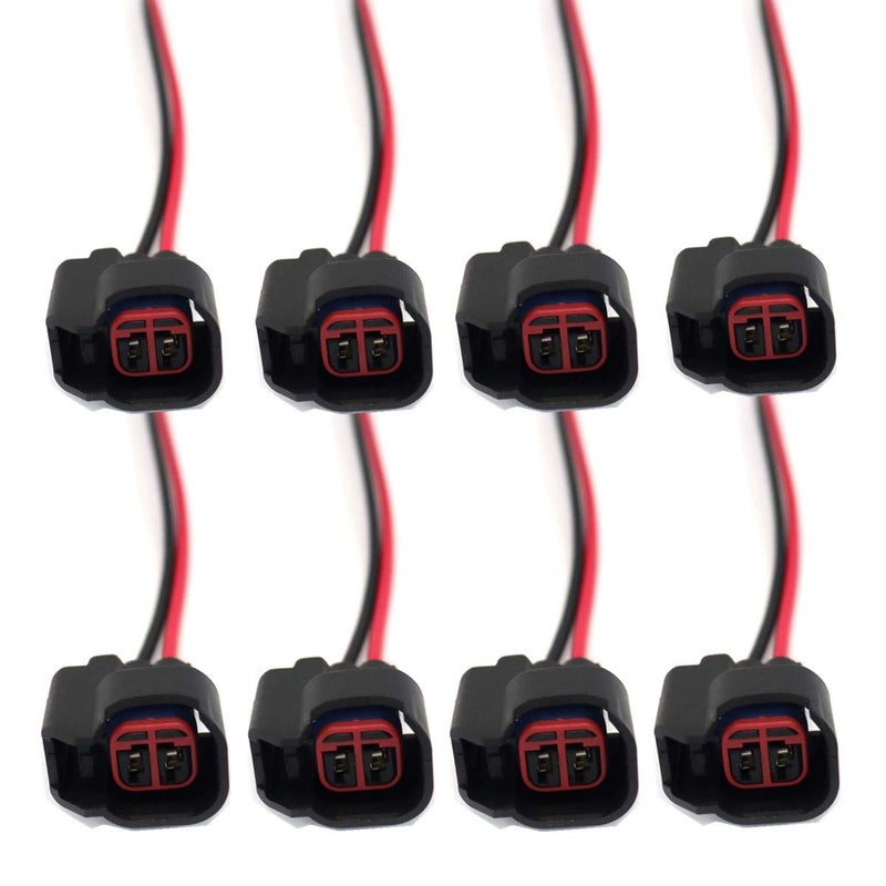 FainWan 8pcs Fuel Injector Connector for EV6 EV14 USCAR Pigtail Harness Socket Plug Wire for LS2 LS3 LS7 Compatible with GM Ford Dodge Jeep Mustang Vehicles Bosch