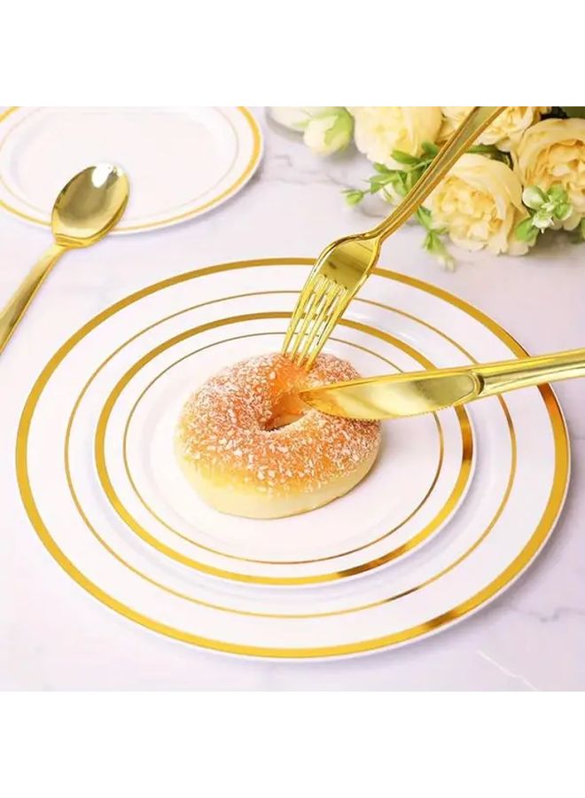 40pcs Golden Heavy Duty Plastic Cutlery Set Forks Knives Spoons For Catering - Image 3