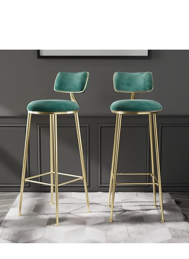 Generic 2 Pcs Bar Stool, Bar Chair, High Bar Chair with Metal Frame Chair Footrest High Stool with Backs, Metal Legs Heavy Duty Barstool with High Upholstered  - Image 1