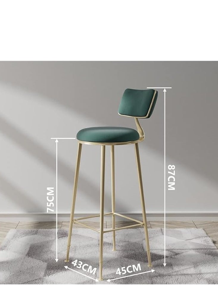 Generic 2 Pcs Bar Stool, Bar Chair, High Bar Chair with Metal Frame Chair Footrest High Stool with Backs, Metal Legs Heavy Duty Barstool with High Upholstered  - Image 2