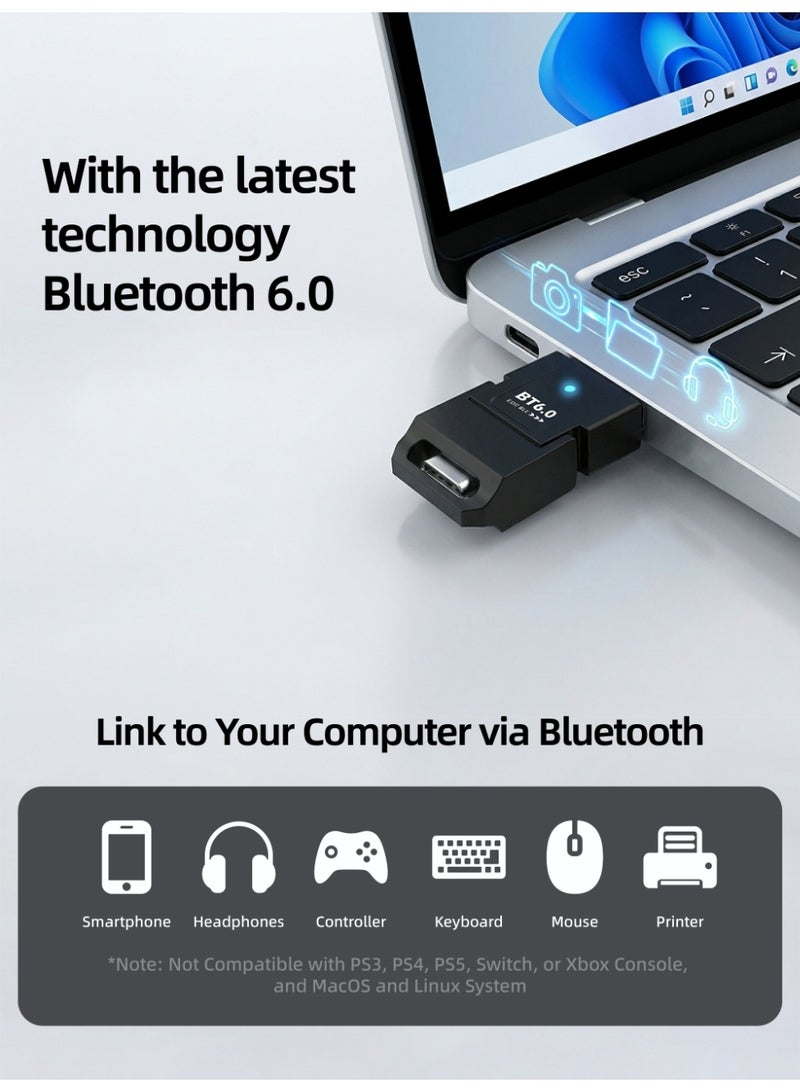 Aura Select USB-C/USB-A Dual Plug Bluetooth 6.0 Adapter for Windows PC｜Plug & Play for Win11/10/8.1｜Connect 7 Devices - Image 4